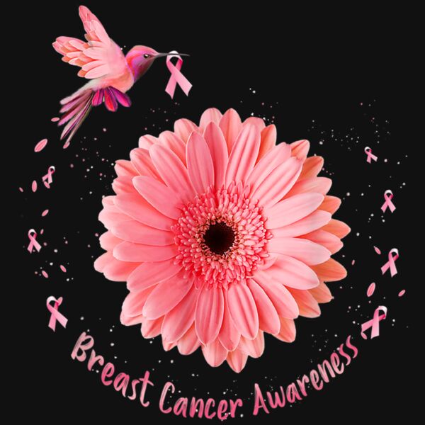 Hummingbird Sunflower Pink Ribbon Breast Cancer Awareness T Shirt Thumbnail