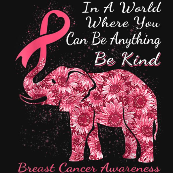 Breast Cancer Awareness Sunflower Elephant Be Kind T Shirt Thumbnail