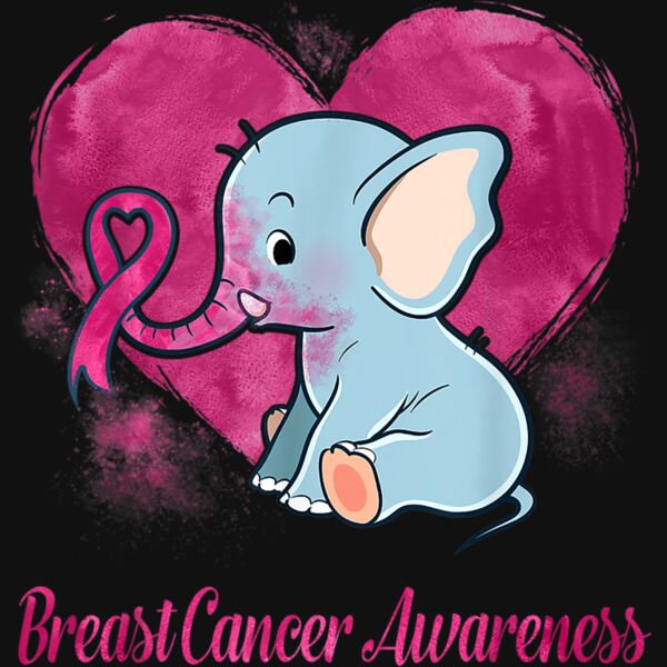 Breast Cancer Awareness Elephant Lovers Gifts T Shirt Thumbnail
