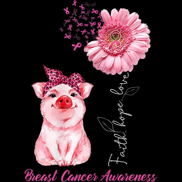 Womens Tu Breast Cancer Awareness Costume Daisy Ribbon Gift Pig T Shirt Thumbnail