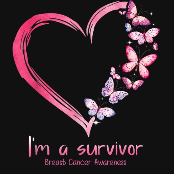 Pink Butterfly Heart Im A Survivor Breast Cancer Awareness T Shirt Thumbnail