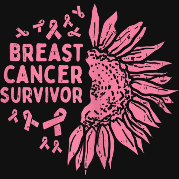 Womens Sunflower Breast Cancer Survivor Pink Ribbon Awareness Women T Shirt Thumbnail