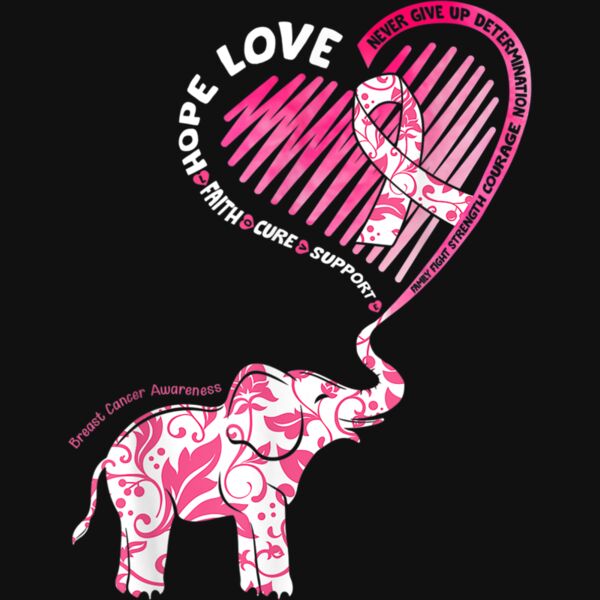 Elephant Breast Cancer Awareness Month Gifts T Shirt Thumbnail