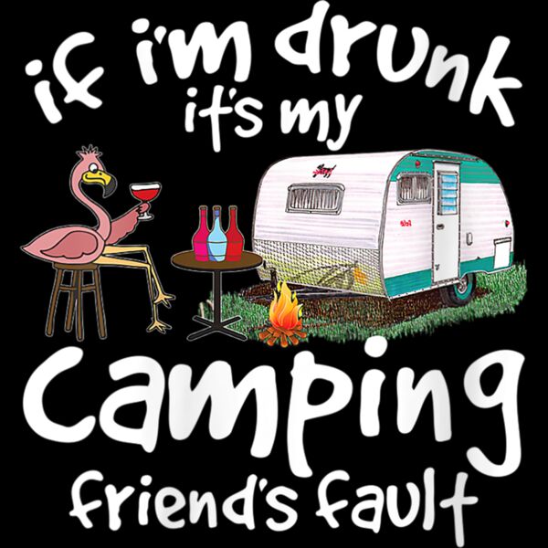 Womens If Im Drunk Its My Camping Friends Fault Funny Flamingo V Neck T Shirt Thumbnail