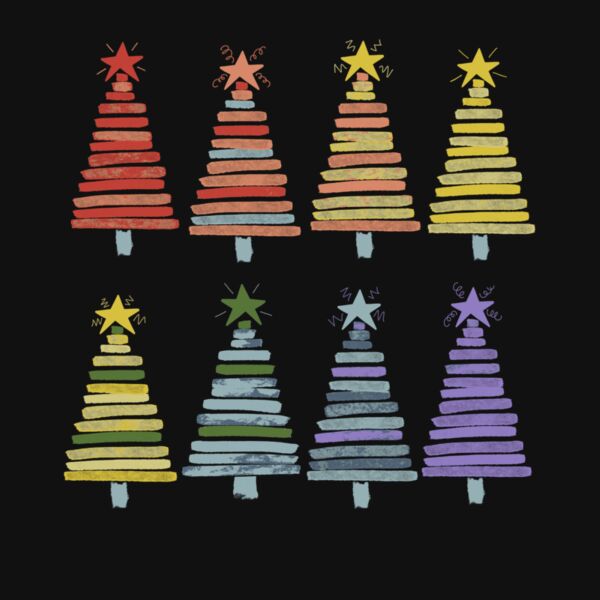 colorful christmas trees Thumbnail