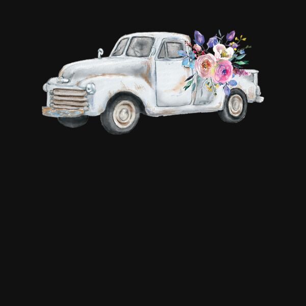 VINTAGE WHITE TRUCK WITH FLOWERS Thumbnail