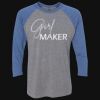 Unisex Triblend Three-Quarter Raglan T-Shirt Thumbnail