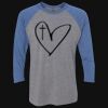 Unisex Triblend Three-Quarter Raglan T-Shirt Thumbnail